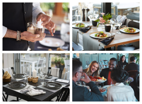 Premium table settings on various hotel restaurant tables