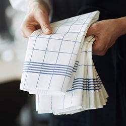 Folded linen feel towel napkin