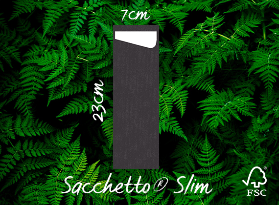 Black Sacchetto® slim cutlery pocket