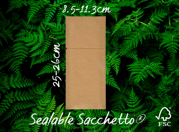 Eco brown sealable Sacchetto® cutlery pocket