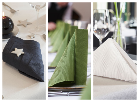 Different Elegance® napkin folds and colours