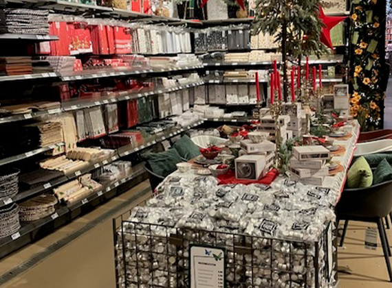 Garden centre display of Duni table setting products