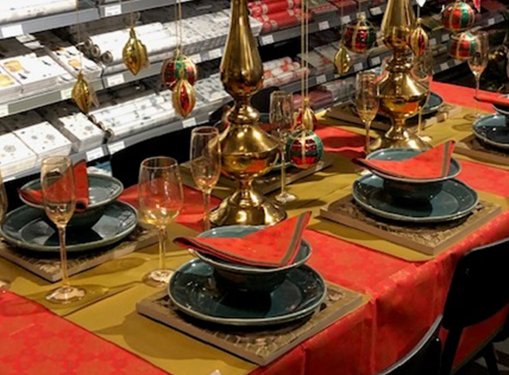 Traditional Christmas table setting display