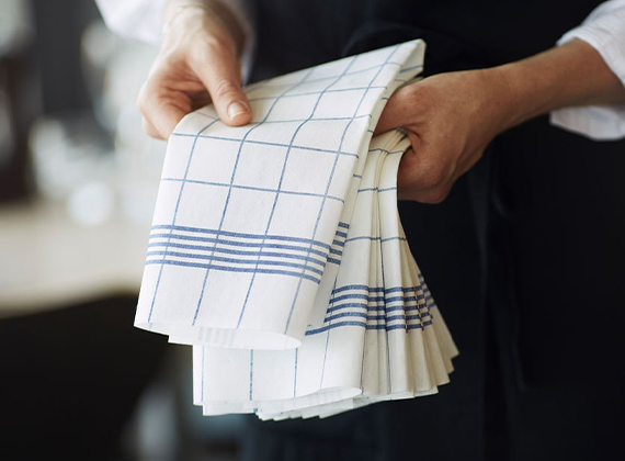 Blue and white check towel linen feel paper napkin