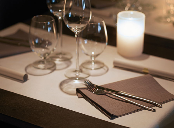 Design patterned napkin on a restaurant table