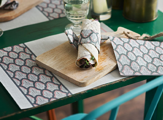 Decorative placemat with matching napkin